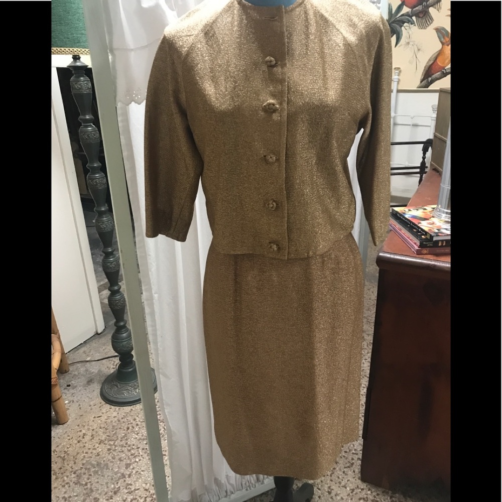 Vintage Metallic Gold (Lame) Two Piece Suit size S